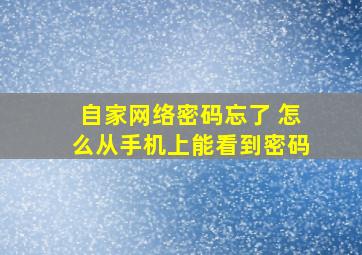 自家网络密码忘了 怎么从手机上能看到密码